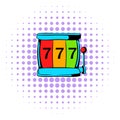 Slot machine jackpot icon, comics style Royalty Free Stock Photo