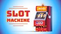 Slot machine jackpot win poster. One-armed bandit Royalty Free Stock Photo