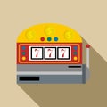 Slot machine with lucky seven icon, flat style Royalty Free Stock Photo