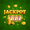Slot machine lucky sevens jackpot concept 777. Vector casino game. Slot machine with money coins. Fortune chance jackpot