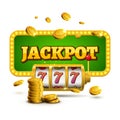 Slot machine lucky sevens jackpot concept 777. Vector casino game. Slot machine with money coins. Fortune chance jackpot Royalty Free Stock Photo