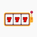 Slot machine with lucky sevens jackpot. Lucky seven 777 slot machine. Royalty Free Stock Photo