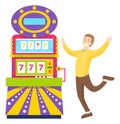 Slot Machine, Player Winner, Casino Game Vector