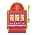 Slot machine in realistic style with lucky sevens 777. Casino Las Vegas jackpot