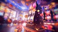 Slot machine screen with virtual visual effect. Blurred casino on background Royalty Free Stock Photo