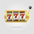 Slot machine with sevens jackpot Royalty Free Stock Photo