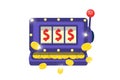 Slot machine symbol. Online casino one-armed bandit icon on white background. Jackpot big win concept. Risky