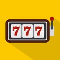 Slot machine with three sevens icon, flat style Royalty Free Stock Photo