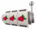 Slot Machine Wheels Three 3 Cherries Jackpot Winner 3d Illustration