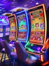 Slot machines in  casino onboard a cruise ship i Royalty Free Stock Photo