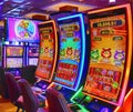 Slot machines in  casino onboard a cruise ship i Royalty Free Stock Photo