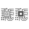 Slot for processor on motherboard line and solid icon, electronics concept, Slot for CPU socket vector sign on white