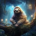 Sloth in the Amazon Rainforest, Brazil Made With Generative AI illustration