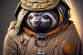 Sloth bear astronaut animal in space suit AI Generated image