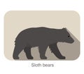 Sloth bear walking side flat 3D icon design, vector illustration Royalty Free Stock Photo