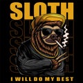 Sloth character cool style vector illustration