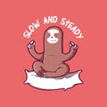 Sloth character meditating vector illustration.