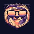 Sloth colorful wearing a eyeglasses vector illustration