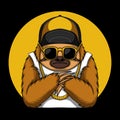 Sloth cool accessories gold vector illustration