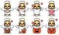 Cute Character Cartoon of Sloth with Angel costume set Royalty Free Stock Photo