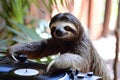 Sloth DJ Spinning Laid-Back Tunes: music for a chilled-out crowd of animals, Generative AI