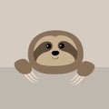 Sloth face and hands. Cute cartoon character