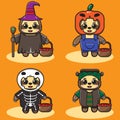 Cute Little Sloth Halloween cartoon set.