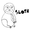 Sloth hand drawn vector illustration