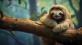 A sloth lost in its slow world Royalty Free Stock Photo