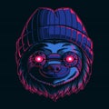 Sloth head cyberpunk style vector illustration