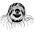 Sloth head vector animal illustration for t-shirt. Sketch tattoo