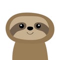 Sloth icon. Cute cartoon kawaii baby character. Funny face. Wild jungle animal collection. Kids education. Tshirt, greeting card Royalty Free Stock Photo