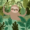 Sloth in the jungle scene