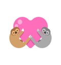 Sloth love. Illustration for February 14 Valentine\'s Day