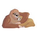 Sloth mother and kid icon, cartoon style