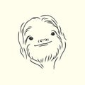 Sloth outline illustration, sloth, vector sketch illustration Royalty Free Stock Photo