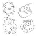 Sloth outline illustration, sloth, vector sketch illustration Royalty Free Stock Photo