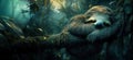 Sloth resting peacefully on tree branch in lush tropical rainforest environment Royalty Free Stock Photo