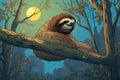 Sloth sitting on a branch Generative AI