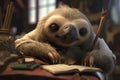 A sloth sleeping in the jungle. Lazy animal character. Generative AI