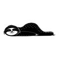 Sloth tired lying resting, vector illustration black cartoon stencil clipart print design, print, sticker, design