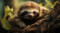 A sloth in a tree. Generative AI.