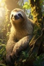 sloth on a tree in the jungle Royalty Free Stock Photo