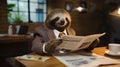 Slothful Elegance: A Dapper Sloth\'s Morning Routine Royalty Free Stock Photo