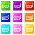 Slots icons set 9 color collection