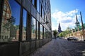 Slotsholmen, view with the window reflection on a famous Old Stock Exchange -BÃÆÃÂ¸rsen. The tower with 