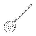 Slotted spoon. Hand drawn doodle style. Vector illustration isolated on white. Coloring page.