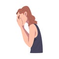 Slouching Female Crying and Suffering Because of Lost Love and Heartbreak Vector Illustration