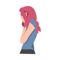 Slouching Female Crying and Suffering Because of Lost Love and Heartbreak Vector Illustration