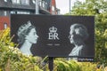 SLOUGH, ENGLAND- 11 September 2022: Tribute to the Queen on a sign following the death the Queen